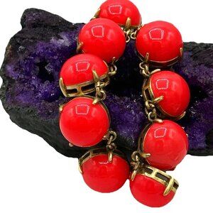 J. Crew Bubble Stone Necklace Pink Gold Tone Adjustable 18 To 20 Inches